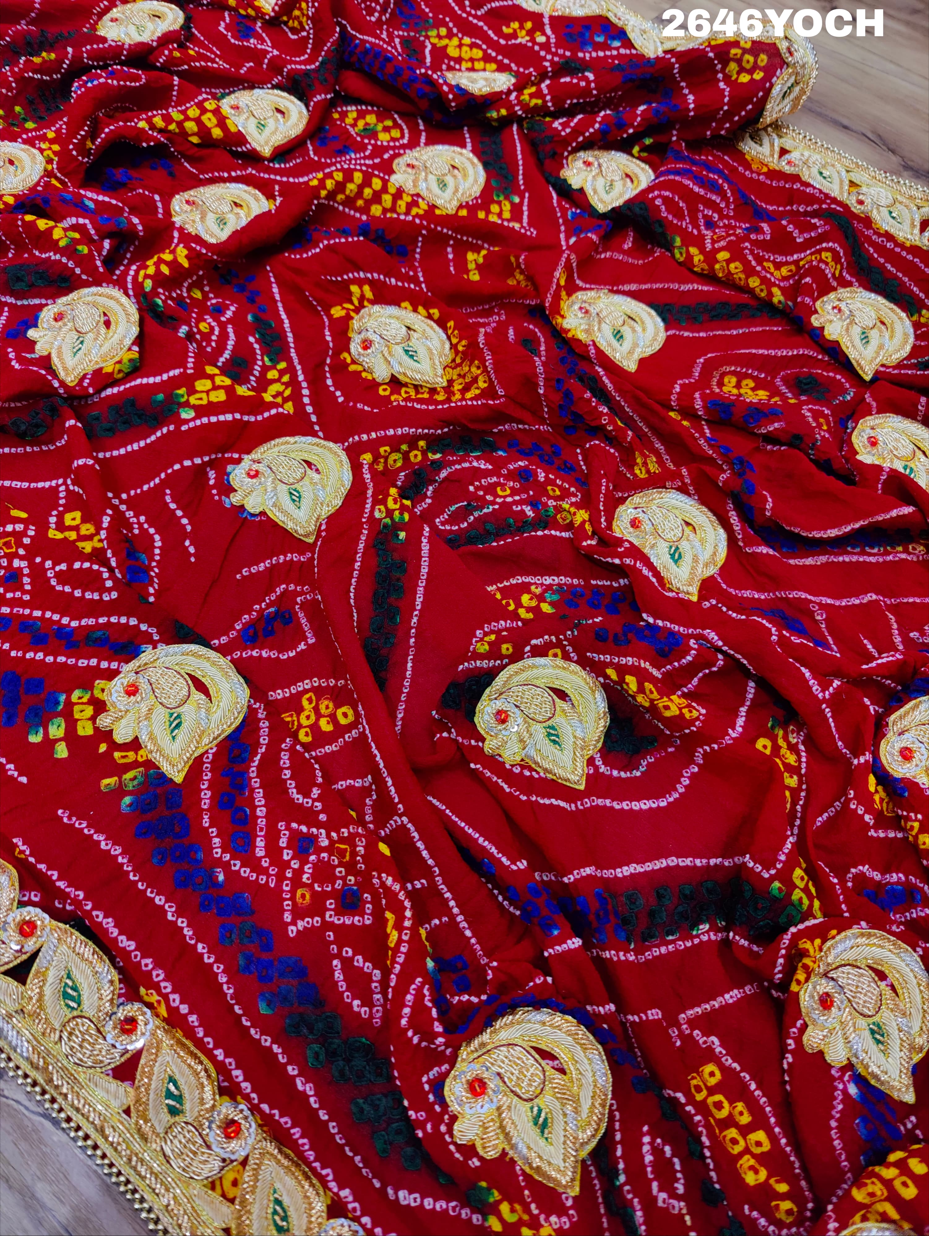By New Ojariya Bandhani Style With Belbuti Work Odhna