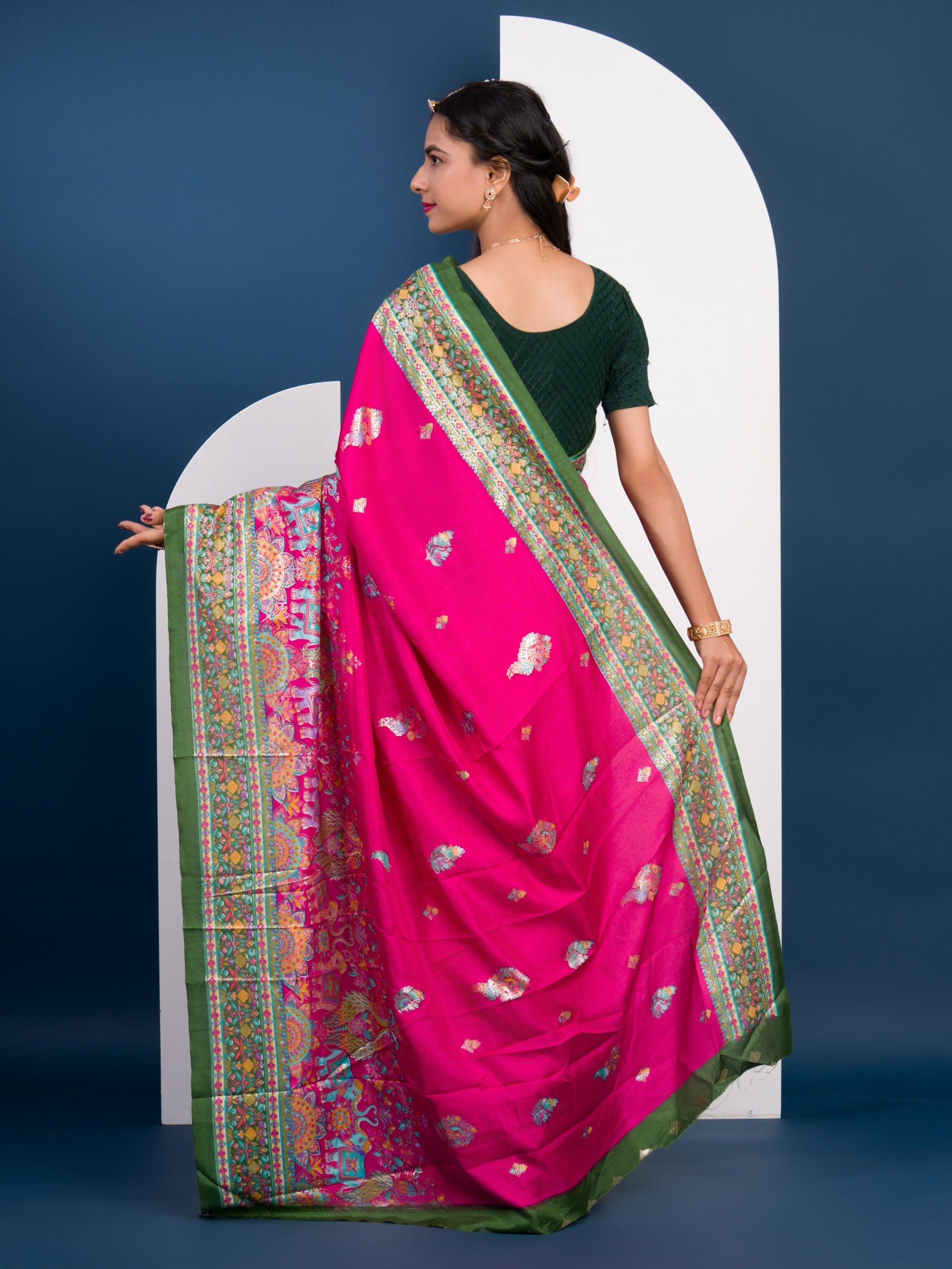 KcPc New Dola Silk KalamkariStyle Wedding WearSaree SWA