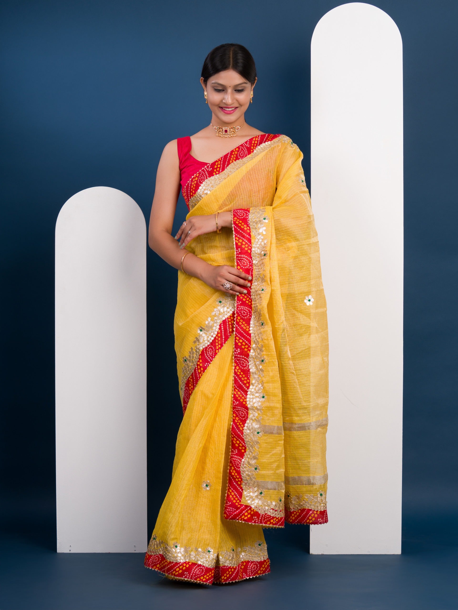 kota Doriya saree in Bandhani Style border