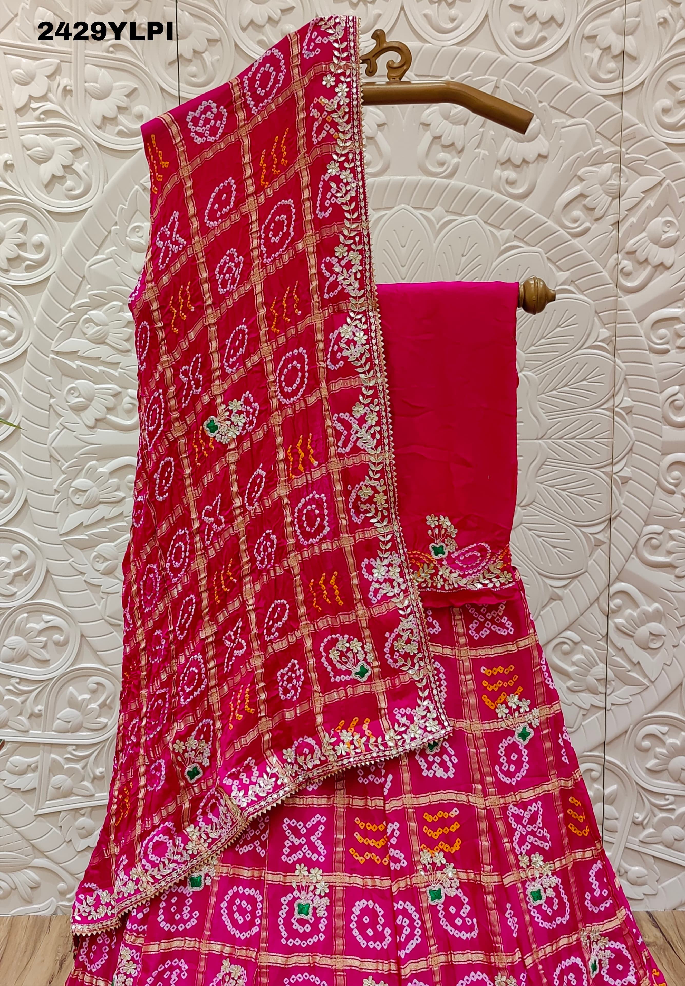 KcPc New Gaji Silk Bandhani Lehenga with Gota Patti Work BTU
