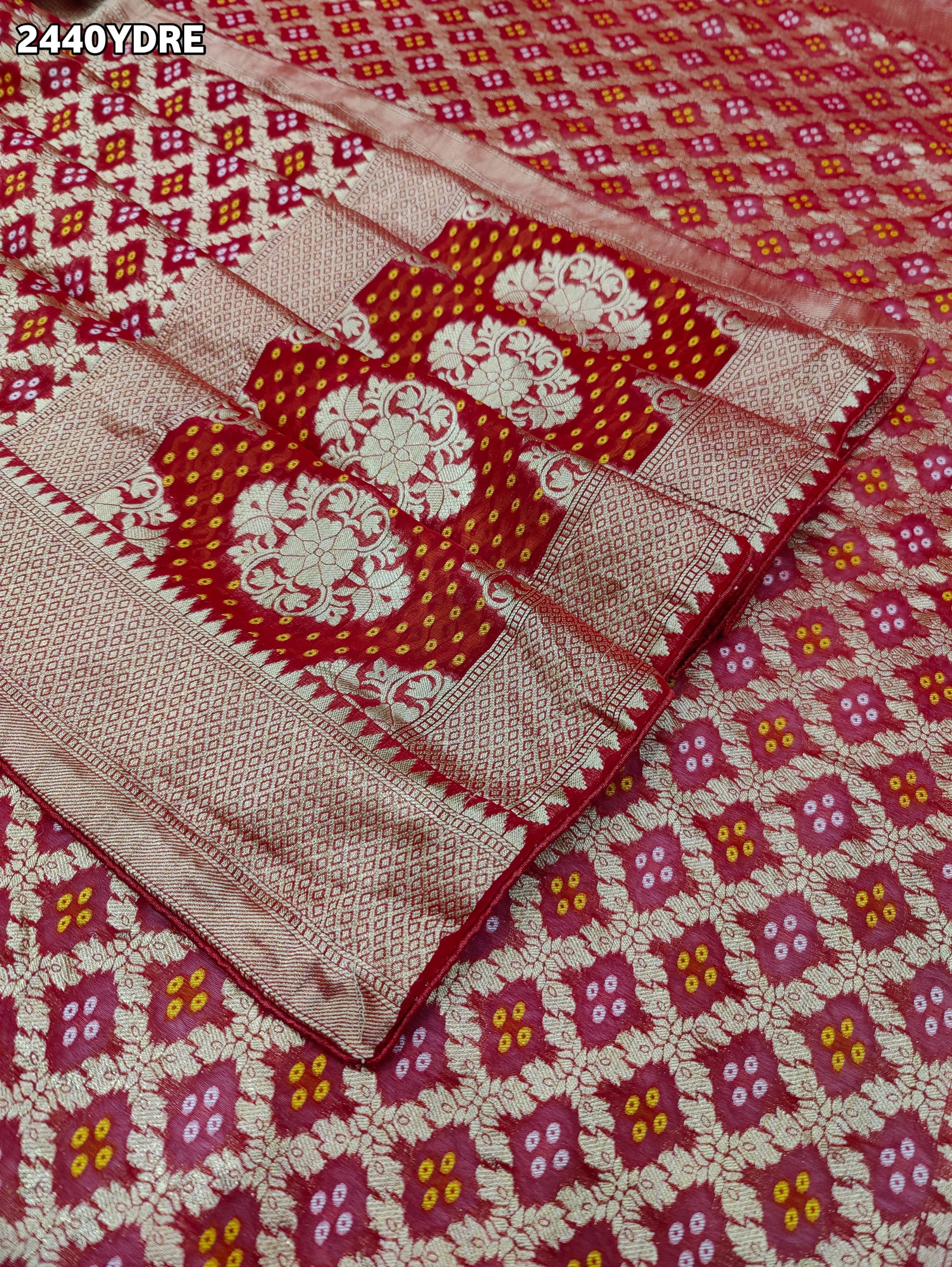 KcPc New Georgette Bandhani Style With Zari weaving Work Dupatta MOH