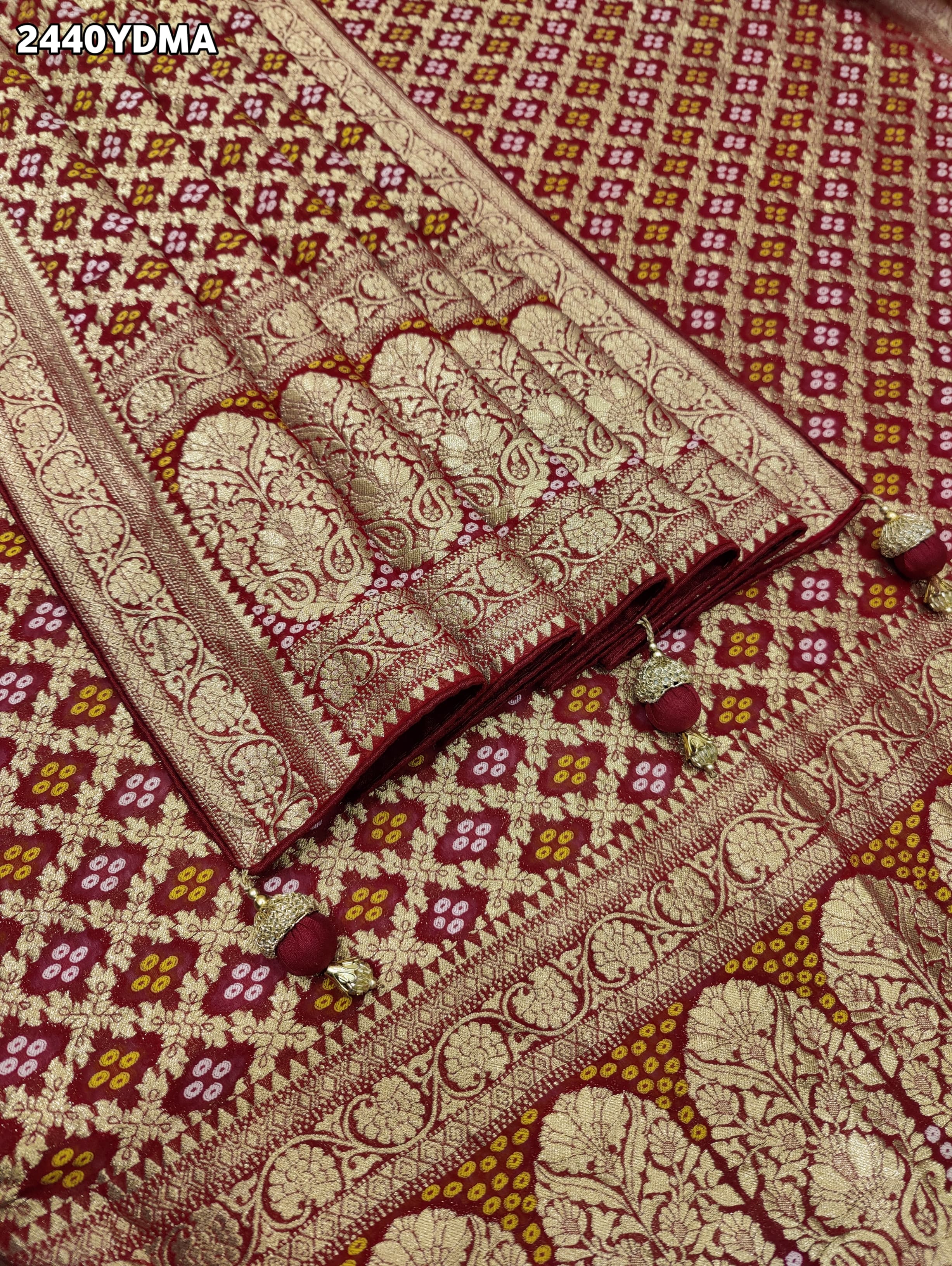 KcPc Latest New Georgette Bandhani Style With Zari weaving Work Dupatta MOH