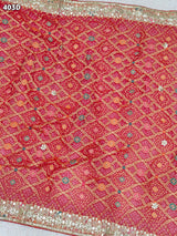 KcPc Pure Meenakari Khaddi Georgette Upada Janglaw Bandhani Neemzari Bridal Red Chunri Dupatta