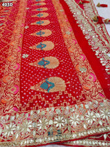 KcPc Pure Meenakari Khaddi Georgette Upada Janglaw Bandhani Neemzari Bridal Red Chunri Dupatta