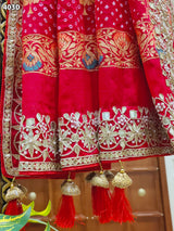 KcPc Pure Meenakari Khaddi Georgette Upada Janglaw Bandhani Neemzari Bridal Red Chunri Dupatta