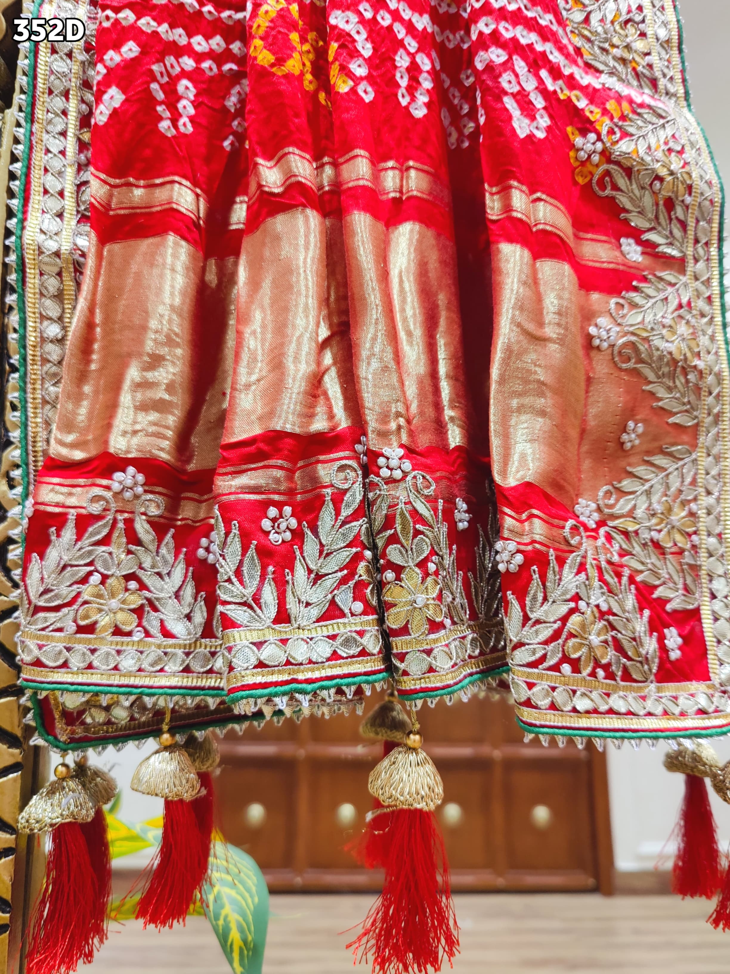 KcPc Pure Gaji Silk Bandhani Ghatchola Pila Chunri Dupatta