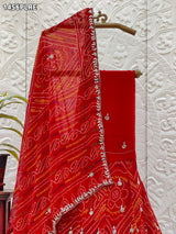 Red embroidered lehanga with gotapati work