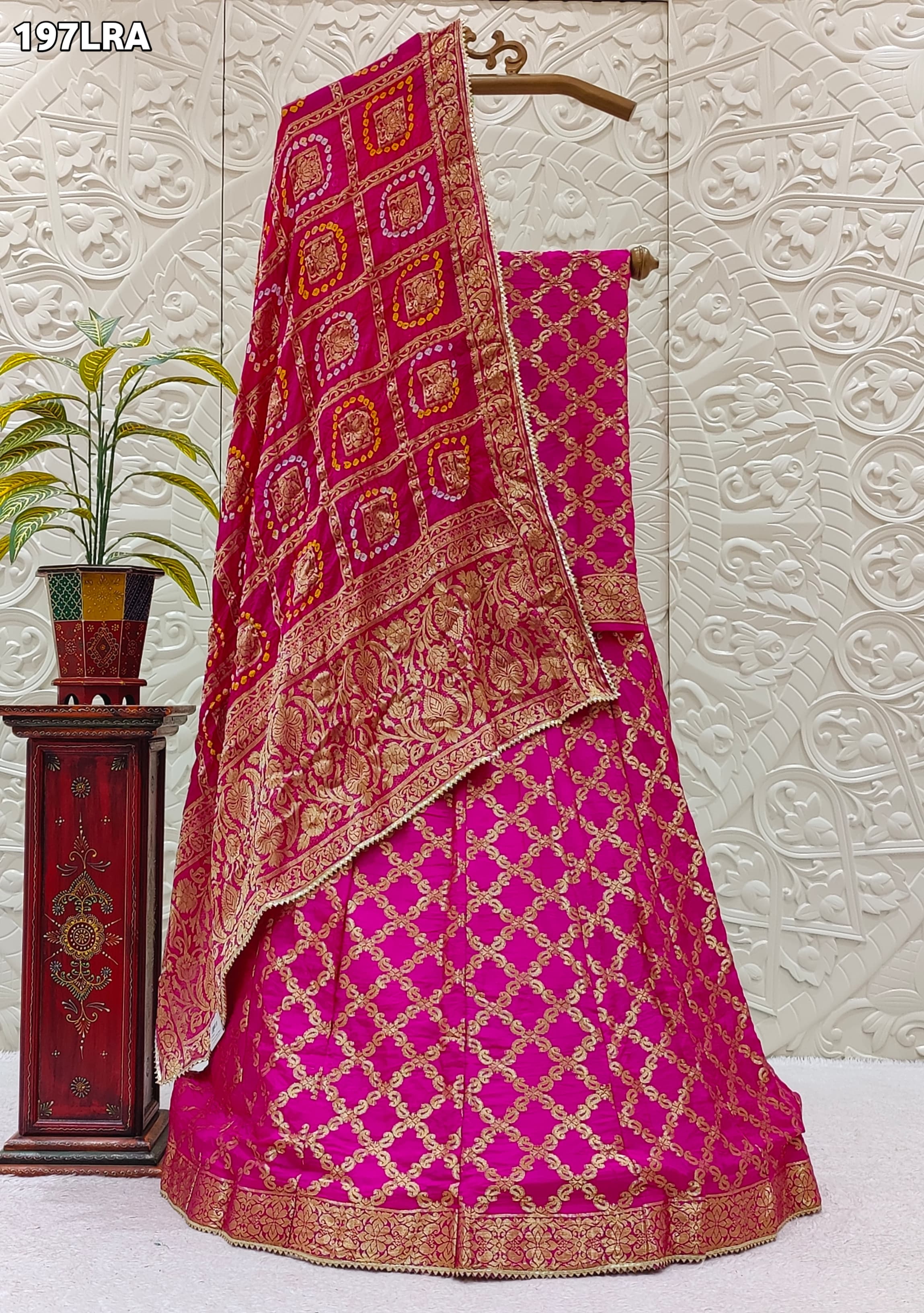 KcPc Beautiful Rajasthani Bandhej Gharchola LehengaKML