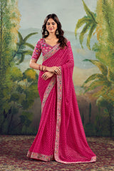 Georgette Bandhani With Gotapatti Work Saree