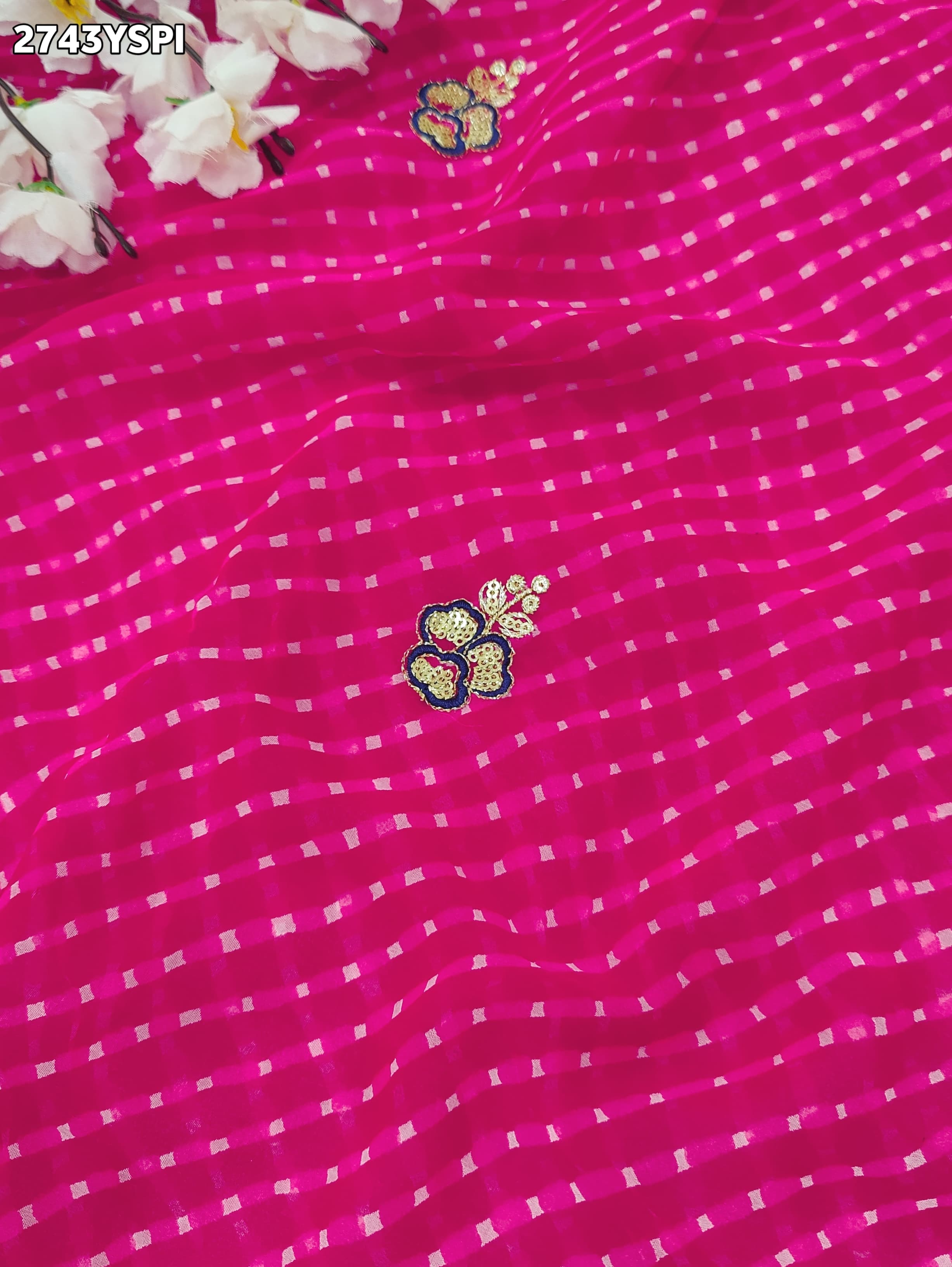 By Leheriya Style With Embroidery Tari Work Saree