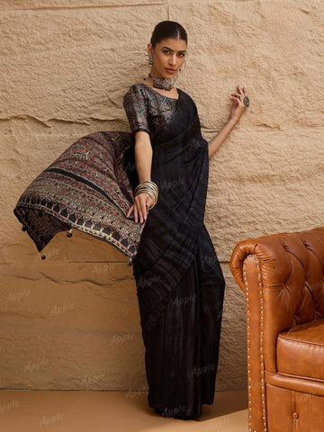 By Ajrakh Print With Causal Wear Saree