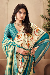 By Printed Saree With Casual Wear