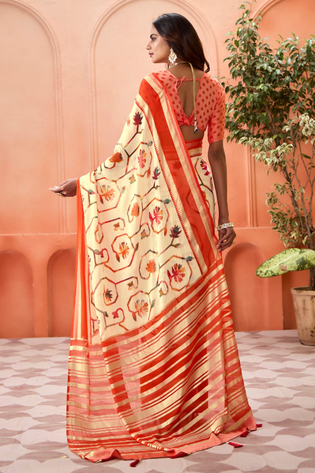 By Printed Saree With Casual Wear