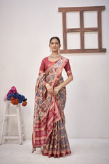 By Printed Saree With Casual Wear