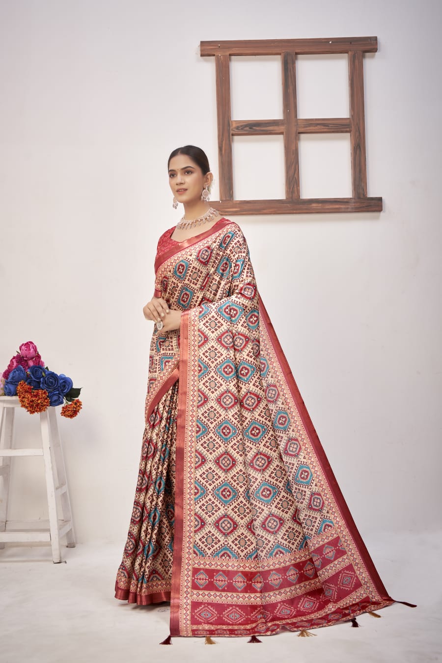 By Printed Saree With Casual Wear