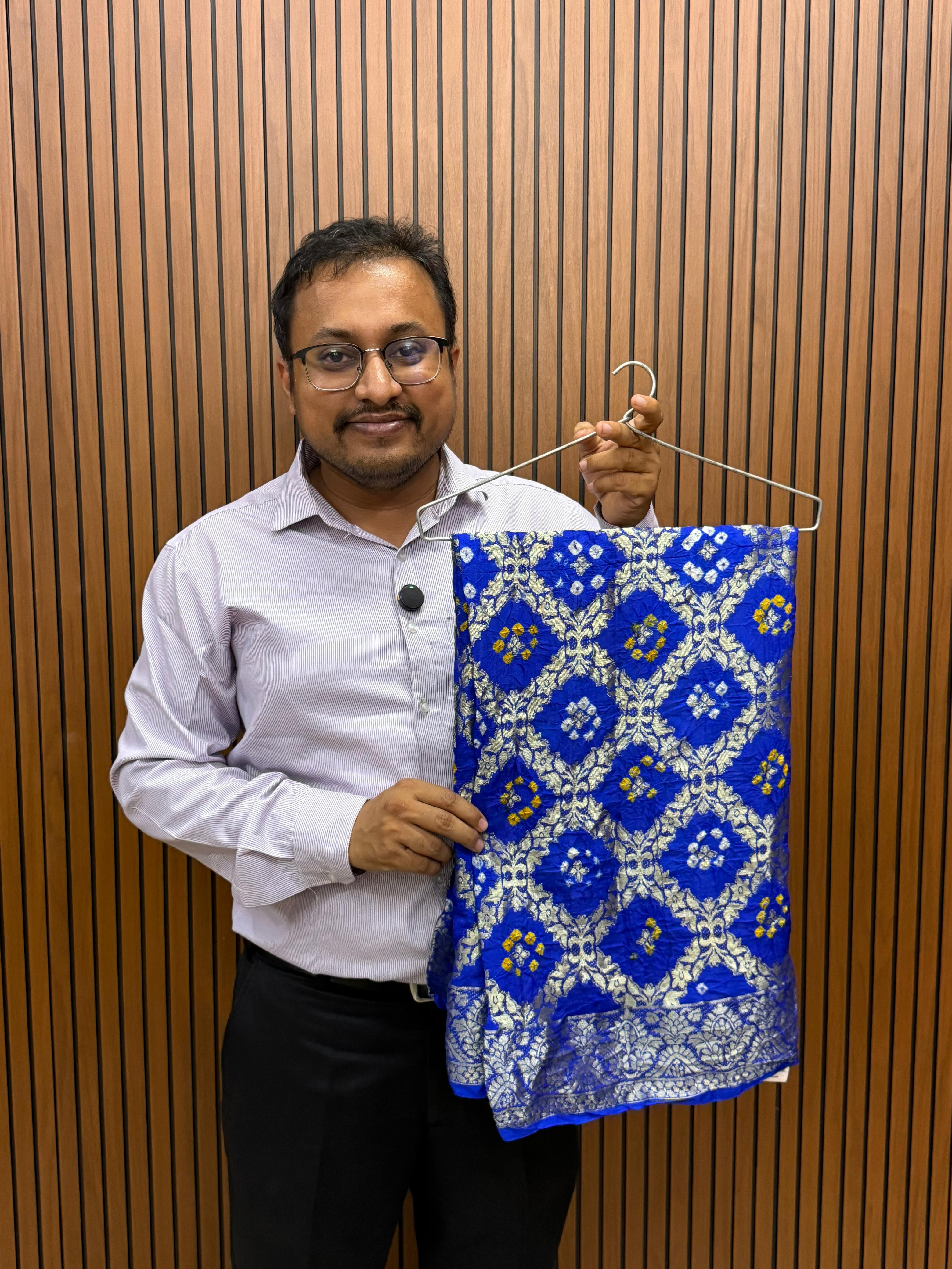 KcPc Special Silk Bandhani Dupatta with Handmade WorkRoyal BlueSA
