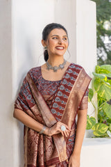By Ajrakh Saree With Festive Wear