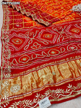 By Bandhani Saree With Gota Patti Work