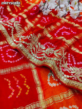 By Bandhani Saree With Gota Patti Work