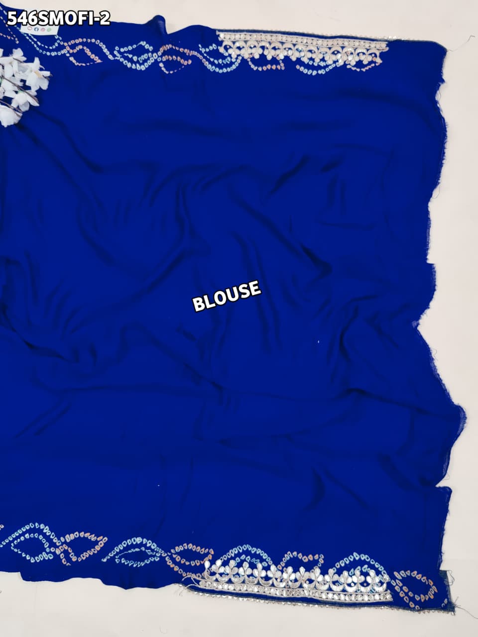 KcPc Pure Gaji Silk Handmade Bandhej Piliya Style Gotapatti Work Saree AMT Firozi Blue
