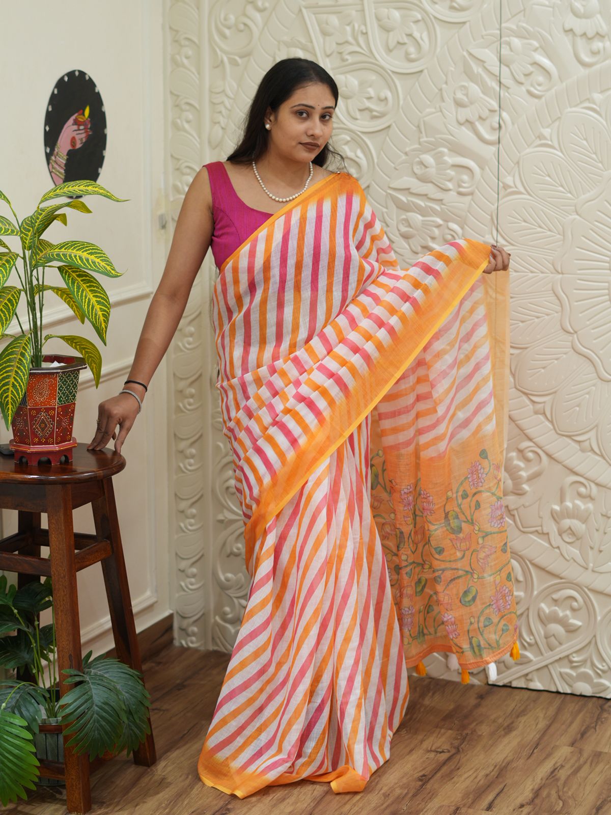By Leheriya Saree With Festive Wear