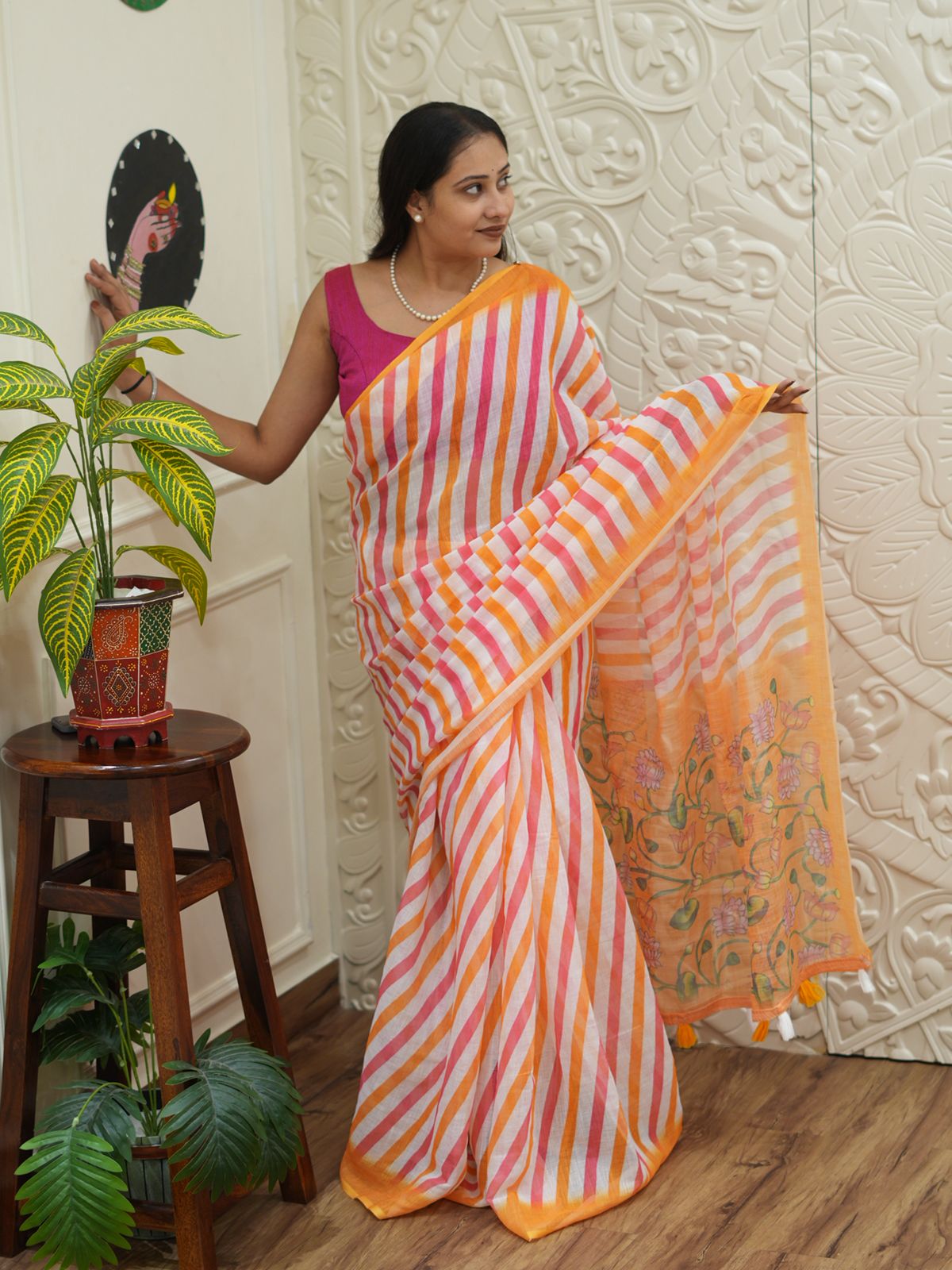 By Leheriya Saree With Festive Wear