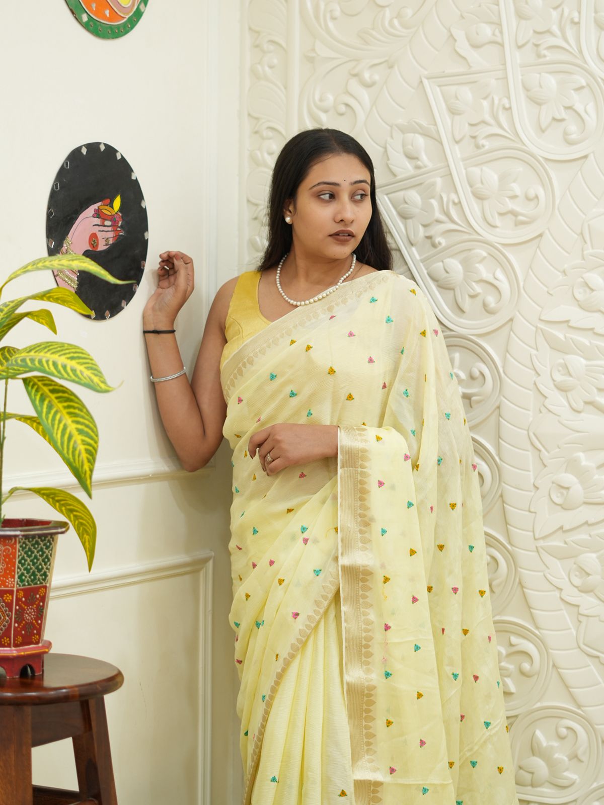 By Letest Elegant Banarasi Saree with Zari Border Perfect for Festive Wear