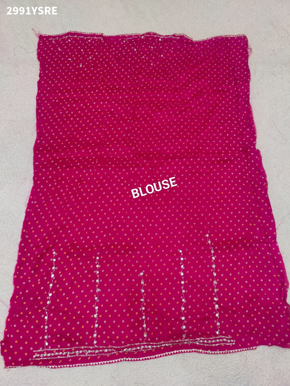 By Graceful Upada Silk Saree with Bandhani Print and Cutdana Work