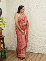 Georgette Banarasi Zari Weaving Saree in red colour