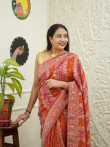 Georgette Banarasi Zari Weaving Saree in red colour