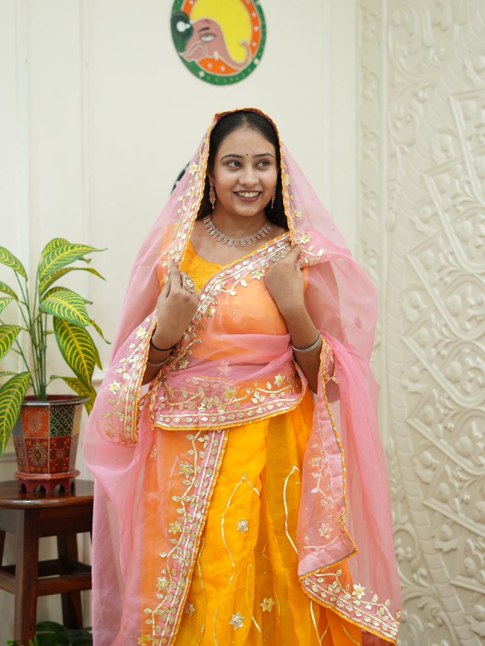 KcPc Pure Organza Bright Colour Beautiful Gotapatti Work LehengaBTU