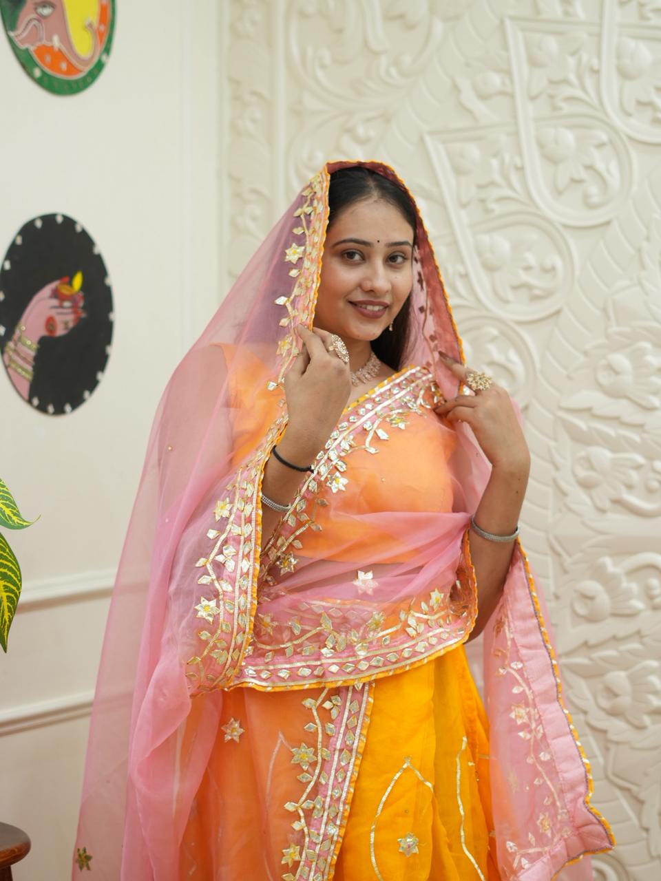 KcPc Pure Organza Bright Colour Beautiful Gotapatti Work LehengaBTU