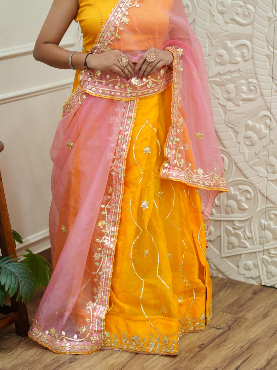KcPc Pure Organza Bright Colour Beautiful Gotapatti Work LehengaBTU