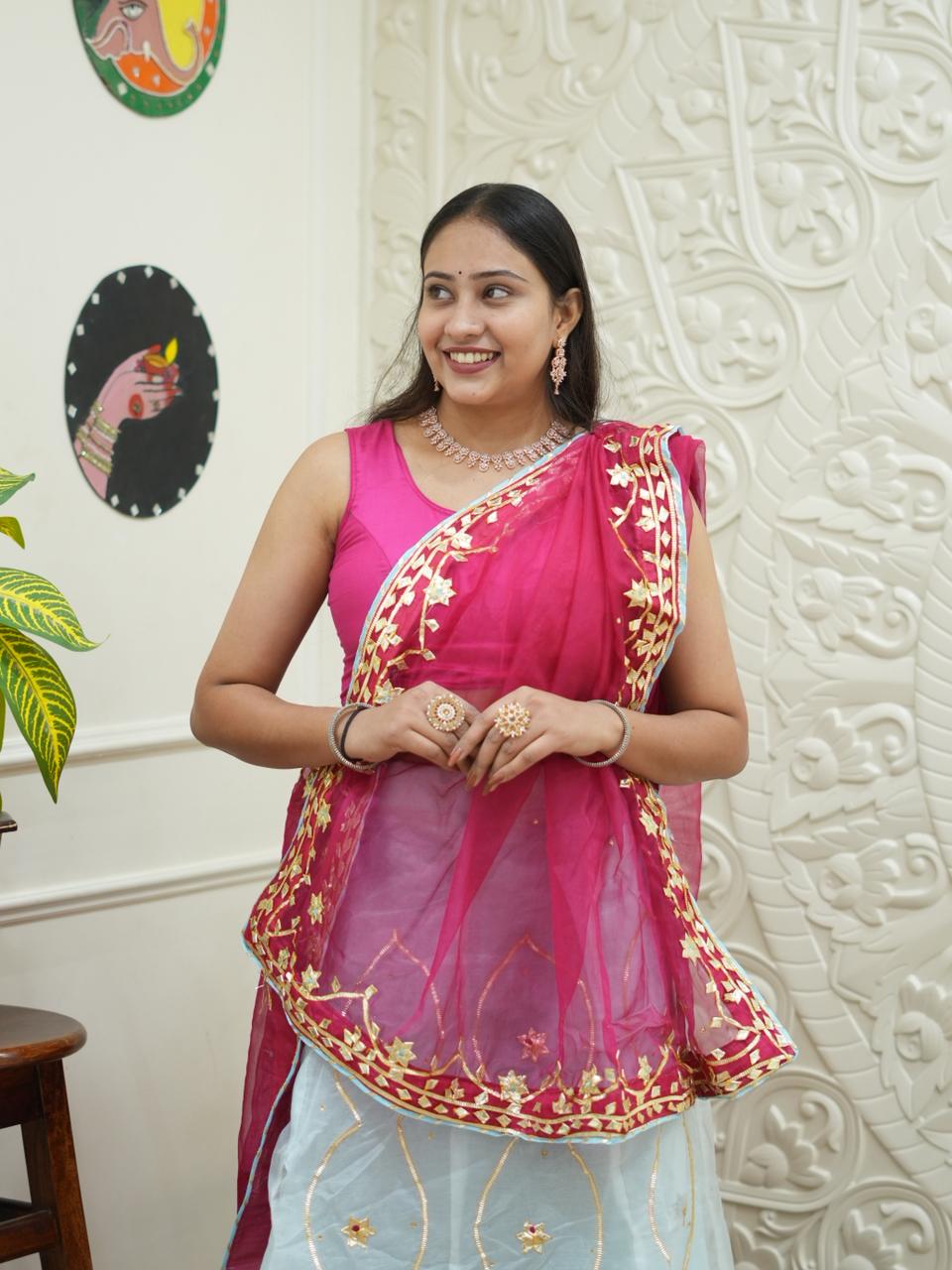 KcPc Pure Organza Bright Colour Beautiful Gotapatti Work LehengaBTU