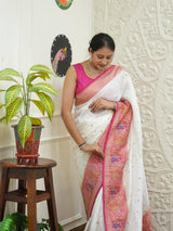 By NewLuxury Kalamkari Saree With Exquisite Cutdana Mirror Work