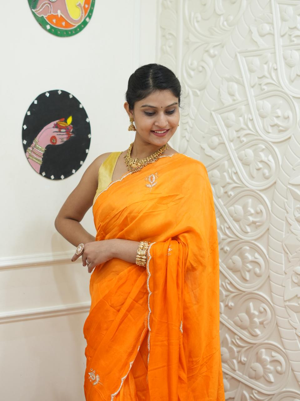 KcPc New Premium Munga Silk Festive Saree with Designer Cutdana Work AMT