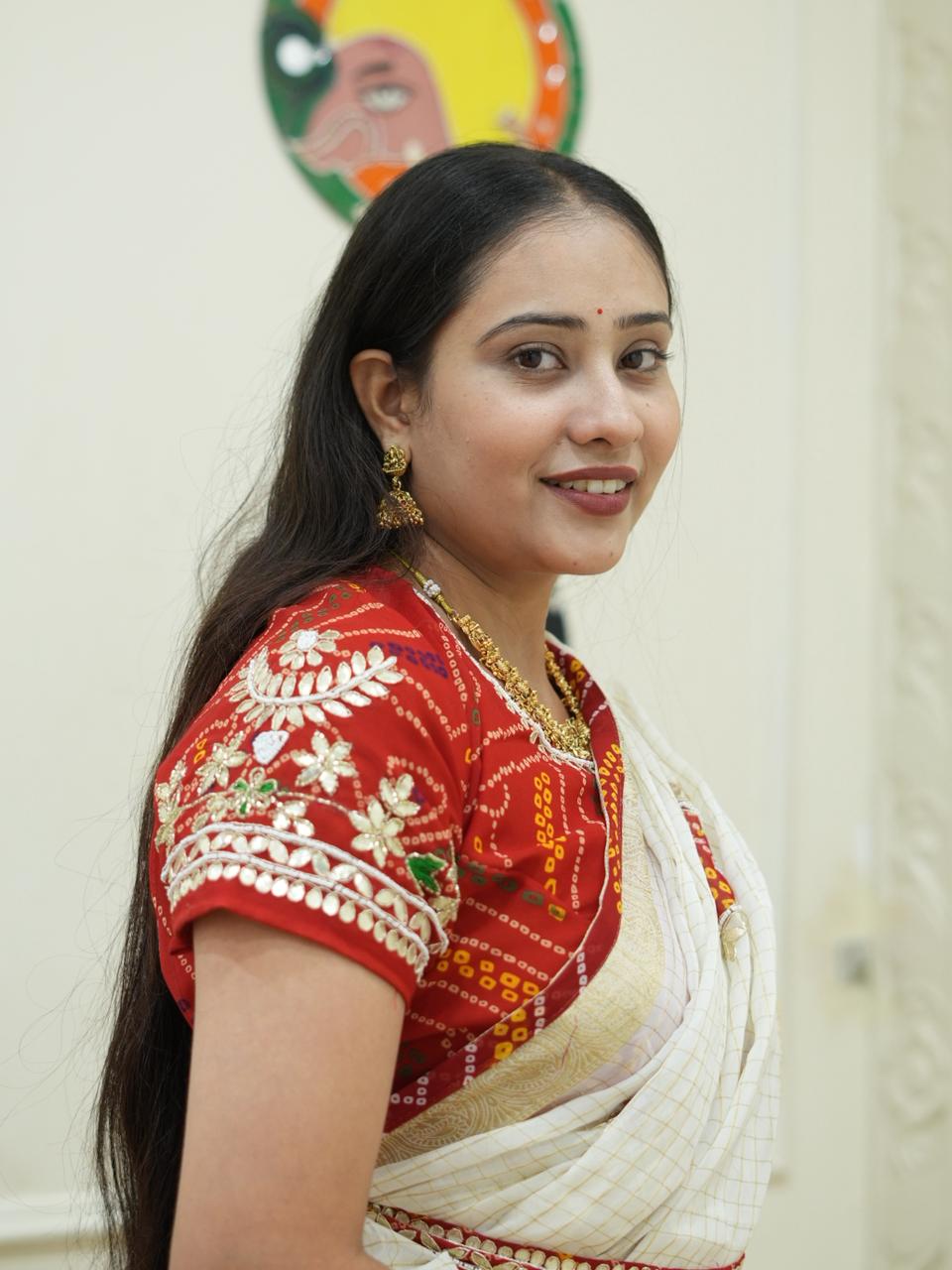 KcPc Pure Organza Gota Patti Bandhej Work Sareesatish