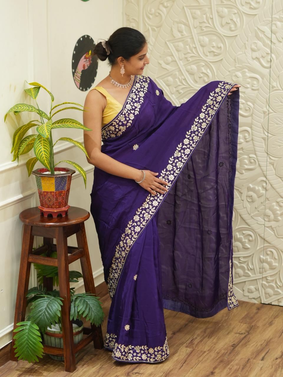 KcPc NewPremium HO Munga Silk Designer Saree with Zardosi & Gotapatti WorkAMT