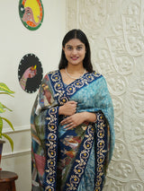 KcPc New Graceful Kalamkari Crepe Silk Saree with Intricate Cutdana Gota Patti EmbellishmentSATA
