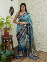 KcPc New Graceful Kalamkari Crepe Silk Saree with Intricate Cutdana Gota Patti EmbellishmentSATA