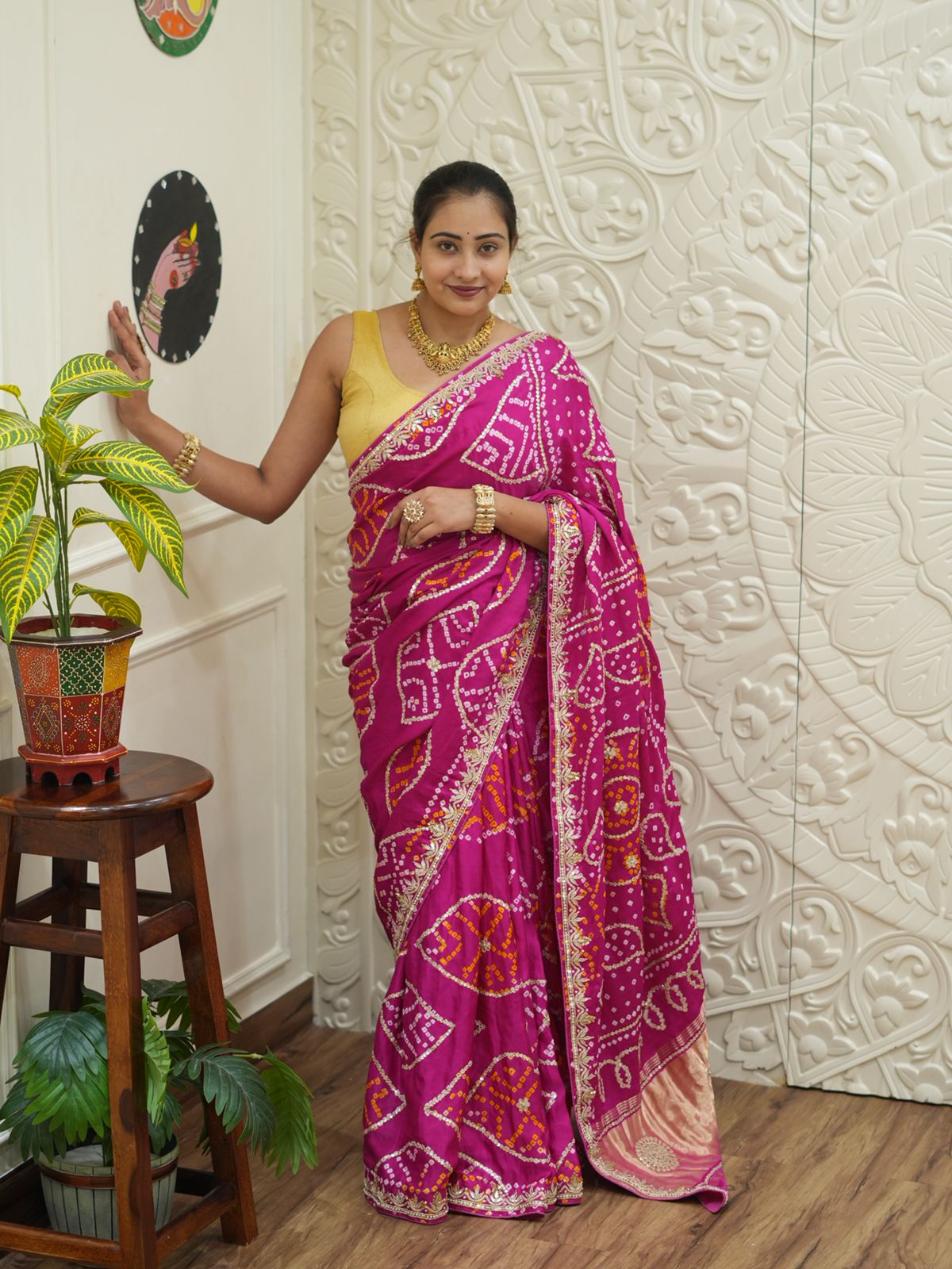 Gaji Silk Saree with Gota Patti work