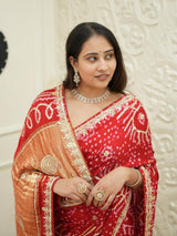 Bandhani Gaji Saree with gotapati work