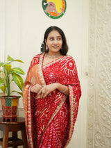 Bandhani Gaji Saree with gotapati work