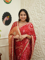 Bandhani Gaji Saree with gotapati work