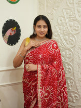 Bandhani Gaji Saree with gotapati work