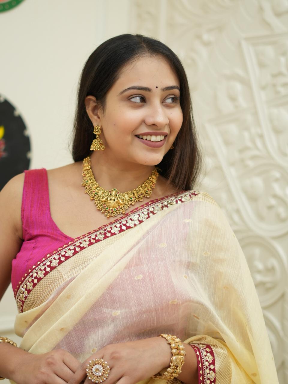 KcPc New Classic Tissue Cotton Silk Saree with Gota Patti Charm SWA