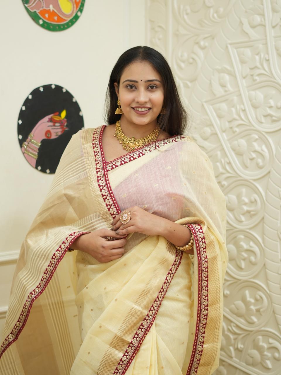 By Mhajani Saree With Gota Patti Work