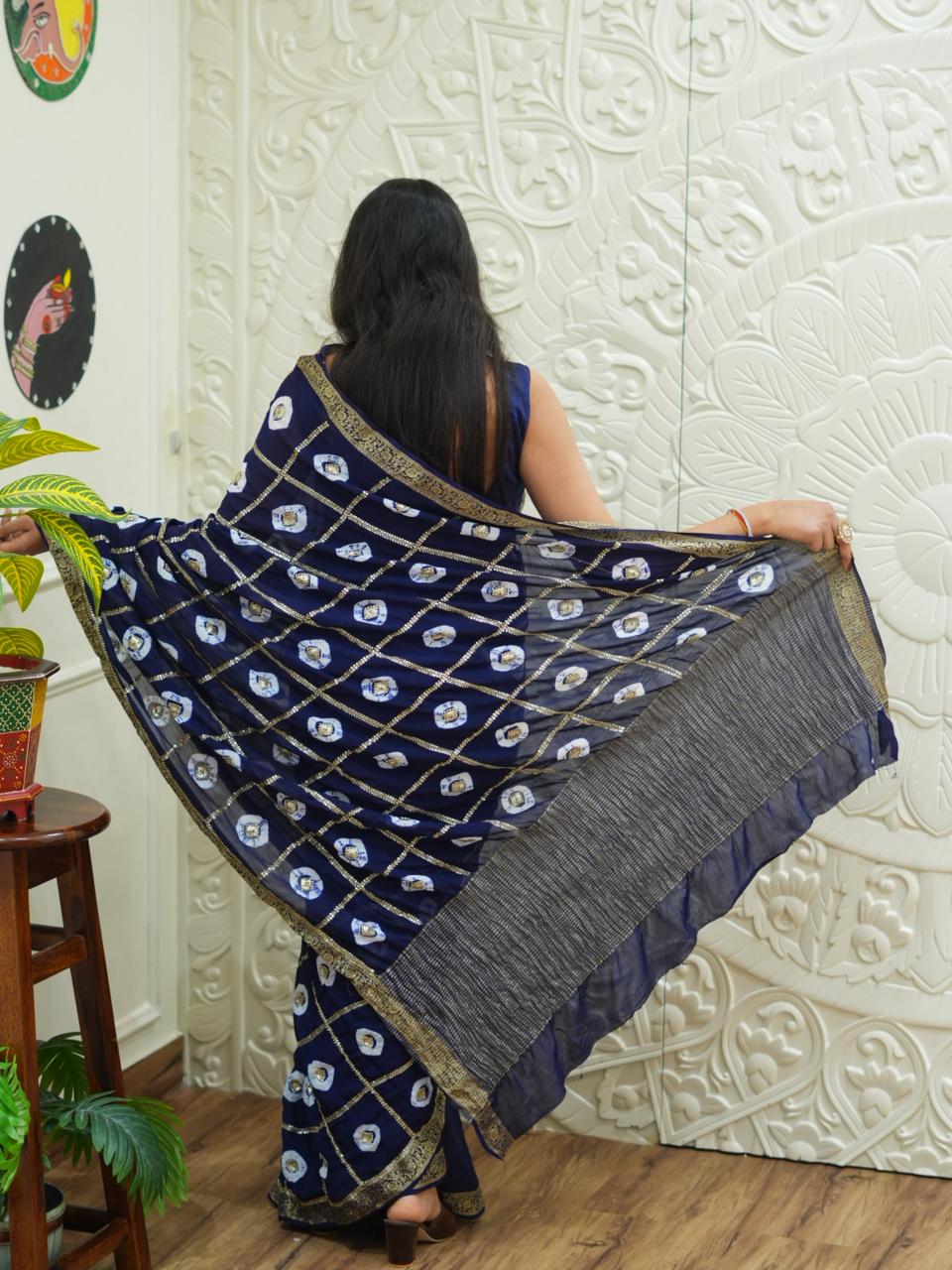 KcPc New Elegant Banarasi Georgette Saree Adorned with Intricate Tari Embroidery PRF