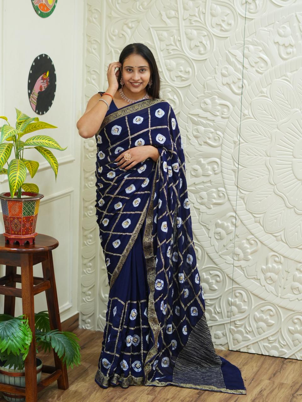 KcPc New Elegant Banarasi Georgette Saree Adorned with Intricate Tari Embroidery PRF