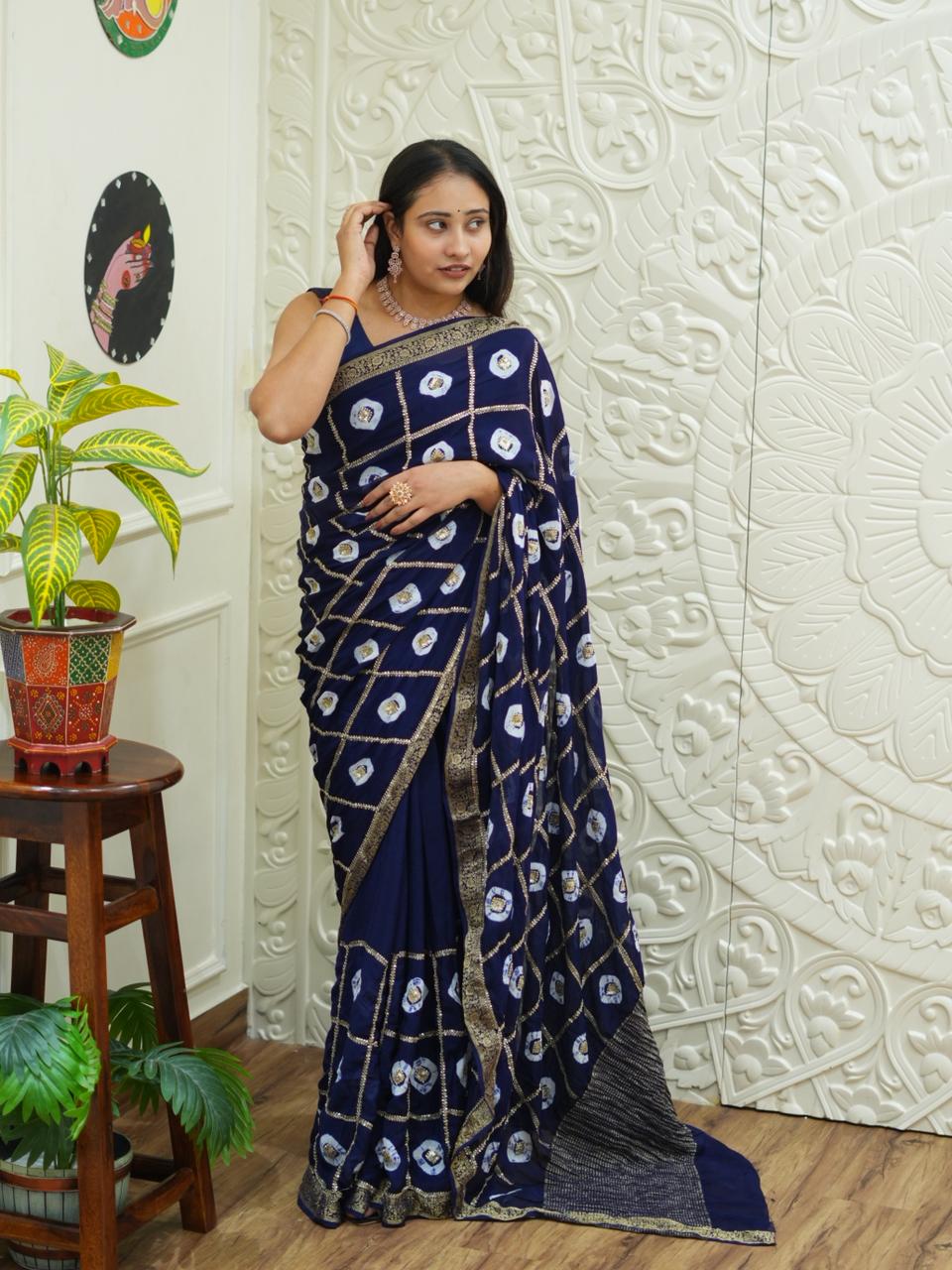KcPc New Elegant Banarasi Georgette Saree Adorned with Intricate Tari Embroidery PRF
